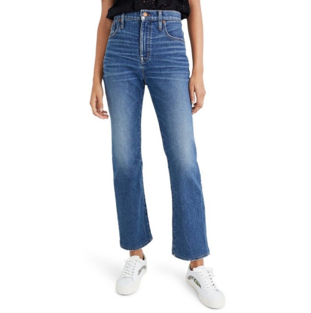 🆕 Madewell Blue Slim Demi Boot Frayed Raw Hem Jeans, Size 27, New